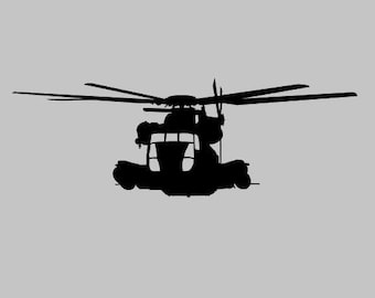 CH-53 Helicopter Silhouette Vinyl Decal one color ANY COLOR!!! Window Sticker