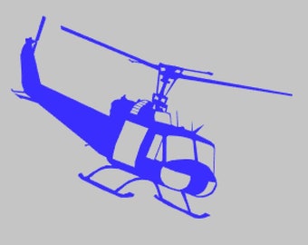 B205 / UH-1B Helicopter Silhouette Vinyl Decal One Color ANY COLOR! Window Sticker