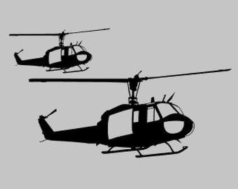 UH-1 Iroquois Huey Helicopter Formation Silhouette Vinyl Decal
