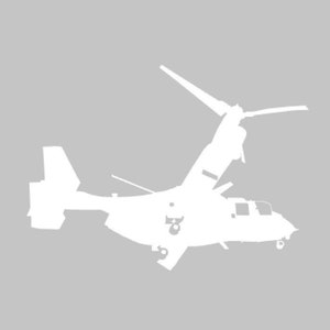 MV-22 Helicopter Silhouette Vinyl Decal One Color ANY COLOR! Window Sticker