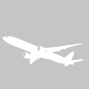 B777 Jet Aircraft Silhouette Vinyl Decal One Color ANY COLOR! Window Sticker