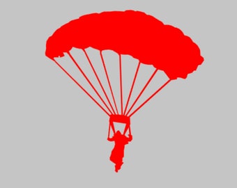 Calcomanía de vinilo con silueta de paracaidista, ¡de un solo color! ¡Pegatina para ventana!