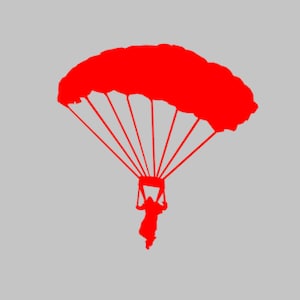 Parachutist Silhouette Vinyl Decal One Color ANY COLOR! Window Sticker