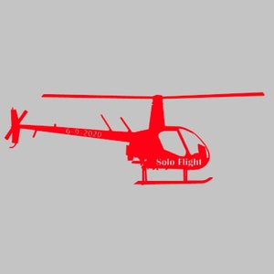 Student First Solo Flight Robinson R22 Helicopter Silhouette Vinyl Decal One Color ANY COLOR! Fensteraufkleber