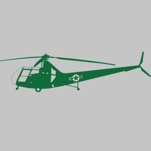 R-6 Helicopter Silhouette Vinyl Decal One Color ANY COLOR! Window Sticker