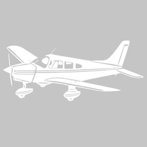 以下が含まれることがあります： プロペラが付いた白い単発飛行機が飛行している