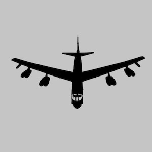 B-52 Jet Silhouette Vinyl Decal One Color ANY COLOR! Window Sticker