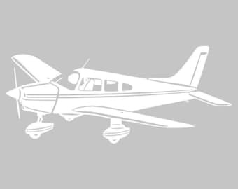 David&#39;s PA-28 Airplane Silhouette Vinyl Decal One Color ANY COLOR! Window Sticker