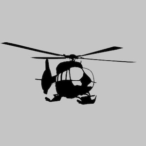 H145 / EC-145 Helicopter Silhouette Vinyl Decal One Color ANY COLOR! Window Sticker
