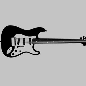 Electric Guitar Silhouette Vinyl Decal One Color ANY COLOR! Window Sticker