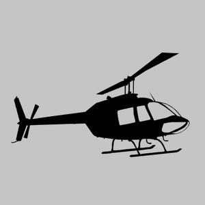 B206 Helicopter Silhouette Vinyl Decal One Color ANY COLOR! Window Sticker