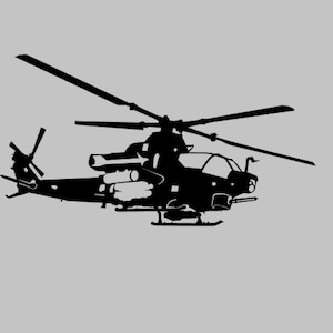 AH-1Z Attack Helicopter Silhouette Vinyl Decal One Color ANY COLOR! Window Sticker