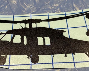 Sikorsky H60 Military Helicopter Vinyl Decal - 6 Inch Gloss White Sticker For Cars, Trucks & Walls
