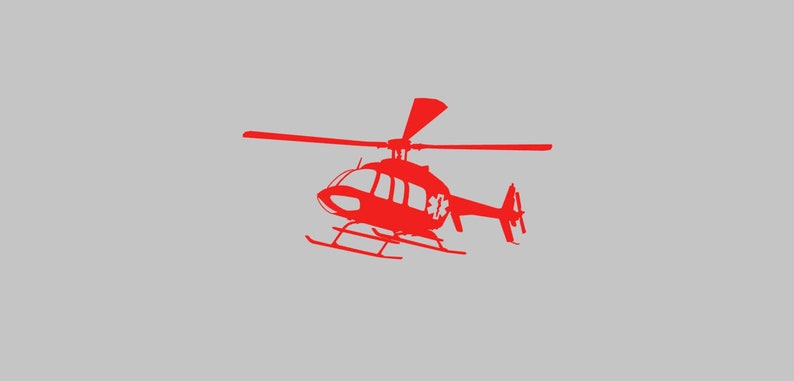 B407 Helikopter HEMS Luftambulans Silhuett Vinyldekal En Färg Valfri Färg! Fönsterklistermärke bild 1