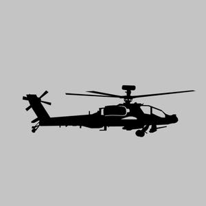 AH-64 Hubschrauber Silhouette Vinyl Aufkleber Eine Farbe JEDE FARBE! Fenster Aufkleber