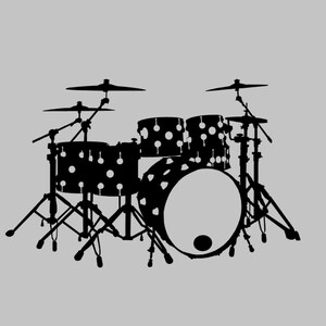 Drum Set Silhouette Vinyl Decal One Color ANY COLOR! Window Sticker
