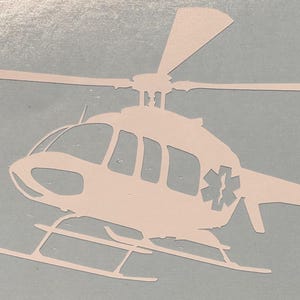 B407 Helikopter HEMS Luftambulans Silhuett Vinyldekal En Färg Valfri Färg! Fönsterklistermärke bild 4