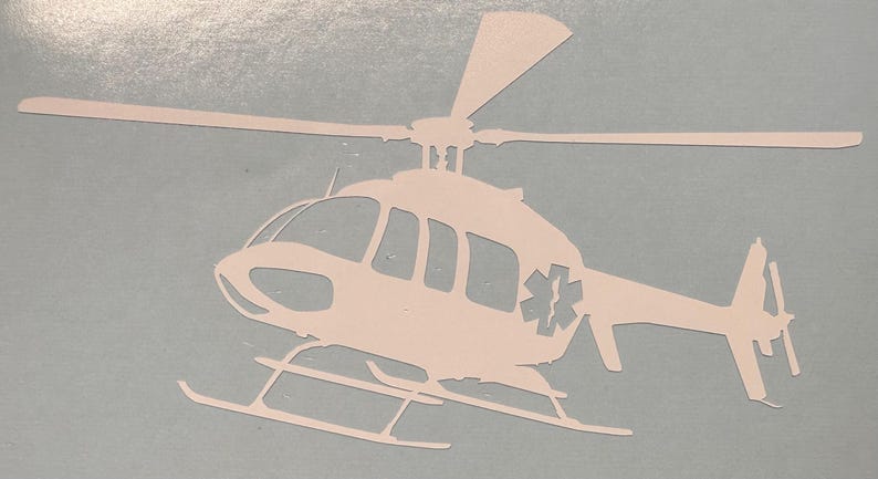 B407 Helikopter HEMS Luftambulans Silhuett Vinyldekal En Färg Valfri Färg! Fönsterklistermärke bild 4