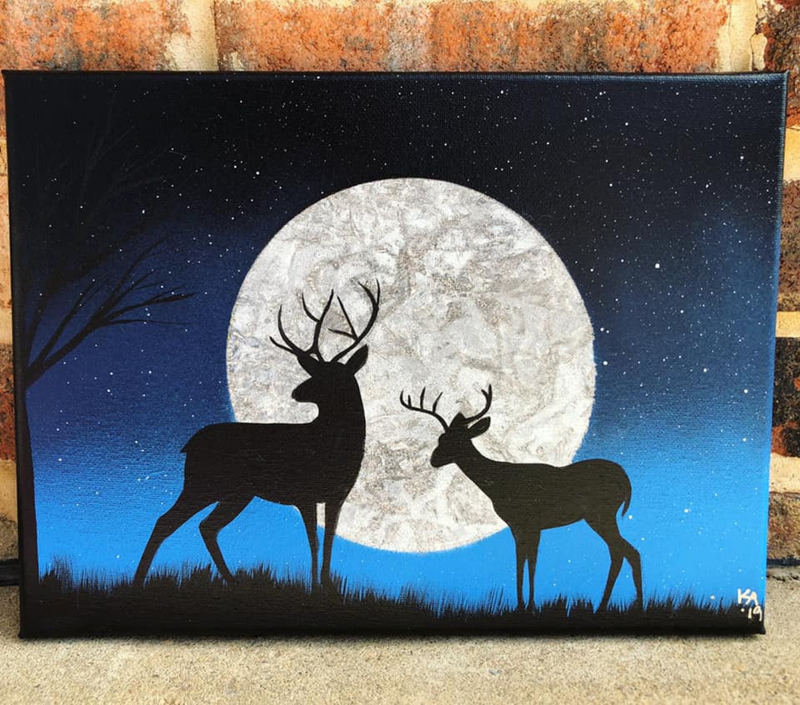 Deer Painting Deer Wall Art Spray Paint Art Deer Decor Etsy