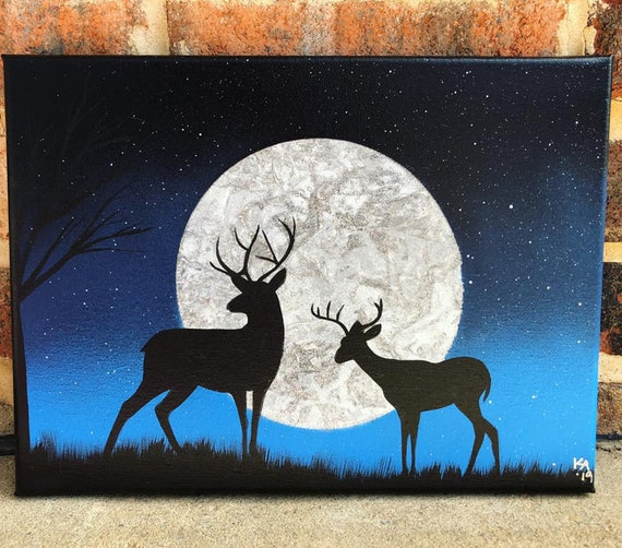 Deer Painting Deer Wall Art Spray Paint Art Deer Decor Etsy