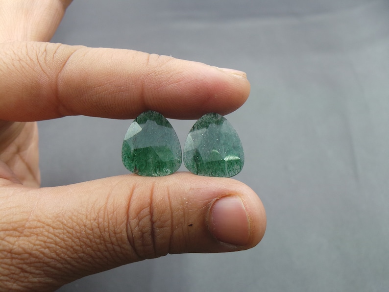 Green Aventurine Both Side Rose Cut Briolettes Fancy Shap-Green Aventurine Loose Gemstone-Green Aventurine-Size-18x16 mm Pair-JC-5529