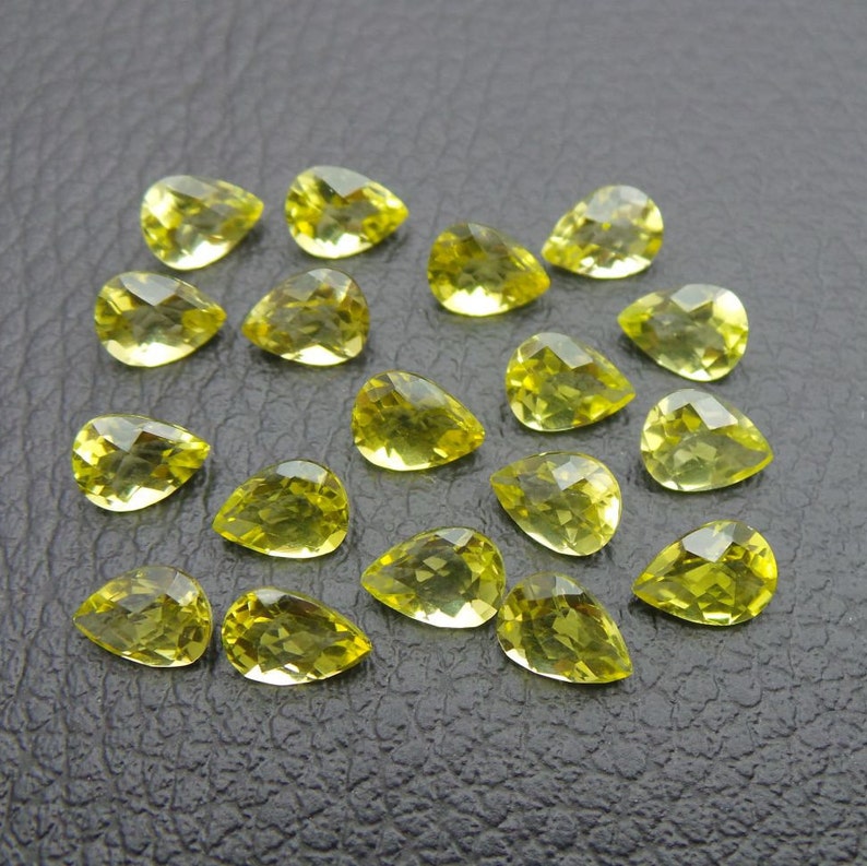 Green Gold Lemon Jewelry-Size8x6 mm-JC-905 Green Gold Lemon Cut Shape Pear Green Gold Lemon Loose Gemstone