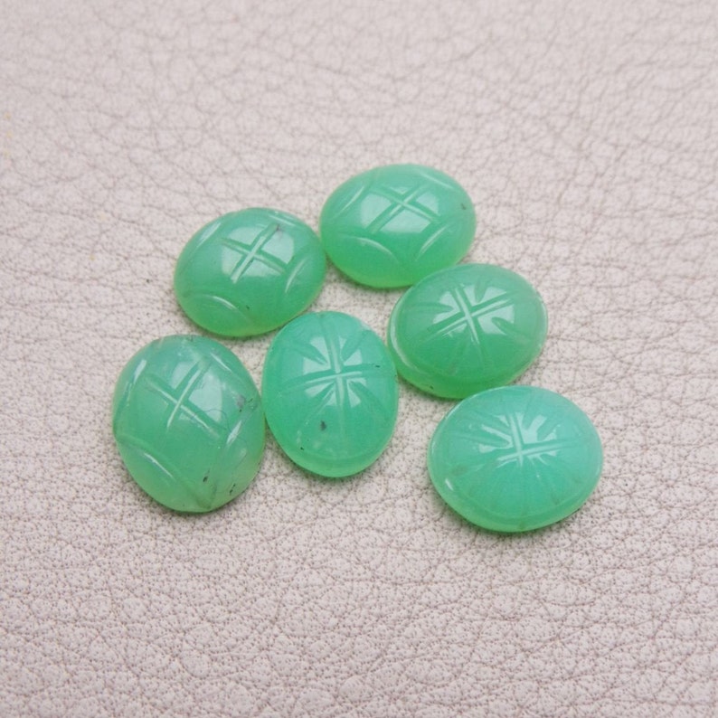 Natural Chrysoprase Oval Shape Hand Carved Chrysoprase Loose Gemstone-Chrysoprase Gemstone Chrysoprase Jewellery-11-12 mm-JC-2489