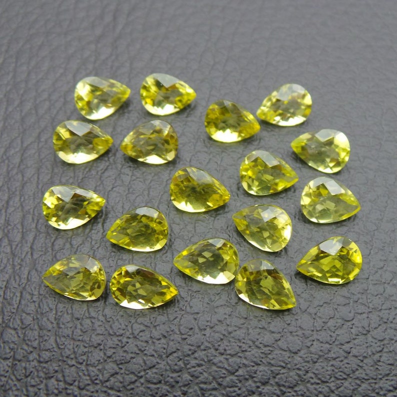 Green Gold Lemon Jewelry-Size8x6 mm-JC-905 Green Gold Lemon Cut Shape Pear Green Gold Lemon Loose Gemstone