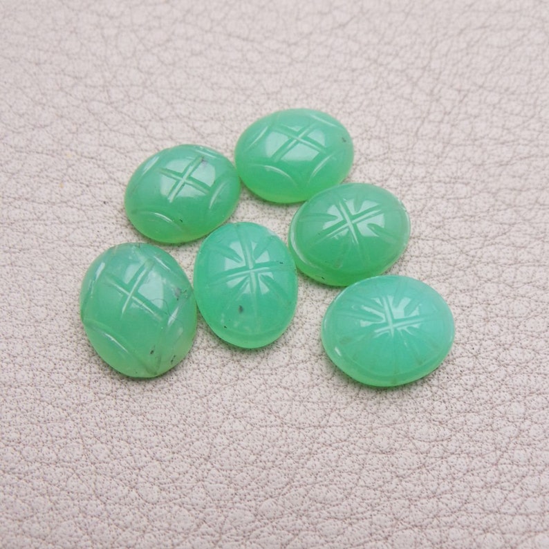Natural Chrysoprase Oval Shape Hand Carved Chrysoprase Loose Gemstone-Chrysoprase Gemstone Chrysoprase Jewellery-11-12 mm-JC-2489
