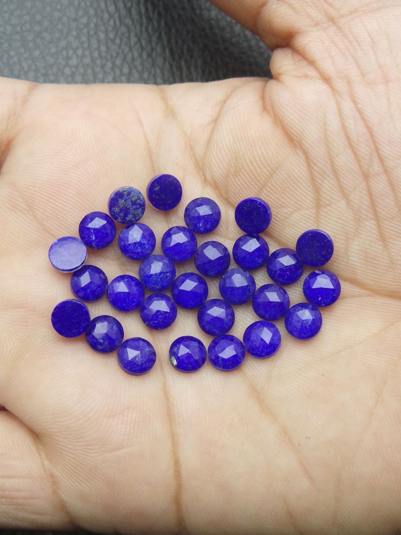 Natural Lapis And Crystal Doublet One Side Chacker Cut Cabochons Lapis And Crystal Doublet Loose Gemstone Round Shap 6 mm JC-2580
