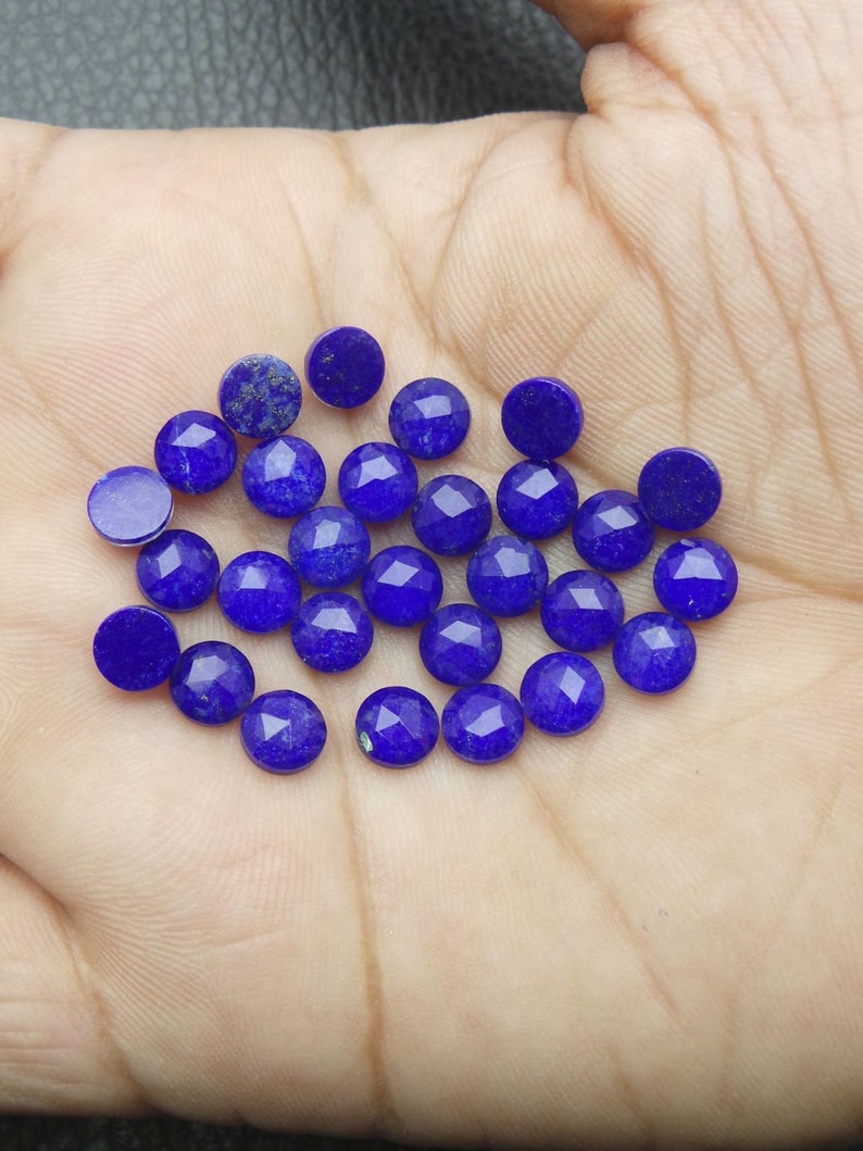 Natural Lapis And Crystal Doublet One Side Chacker Cut Cabochons Lapis And Crystal Doublet Loose Gemstone Round Shap 6 mm JC-2580