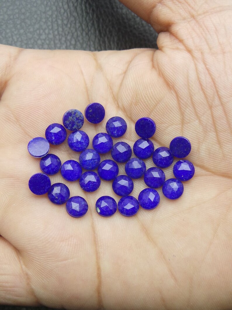Natural Lapis And Crystal Doublet One Side Chacker Cut Cabochons Lapis And Crystal Doublet Loose Gemstone Round Shap 6 mm JC-2580
