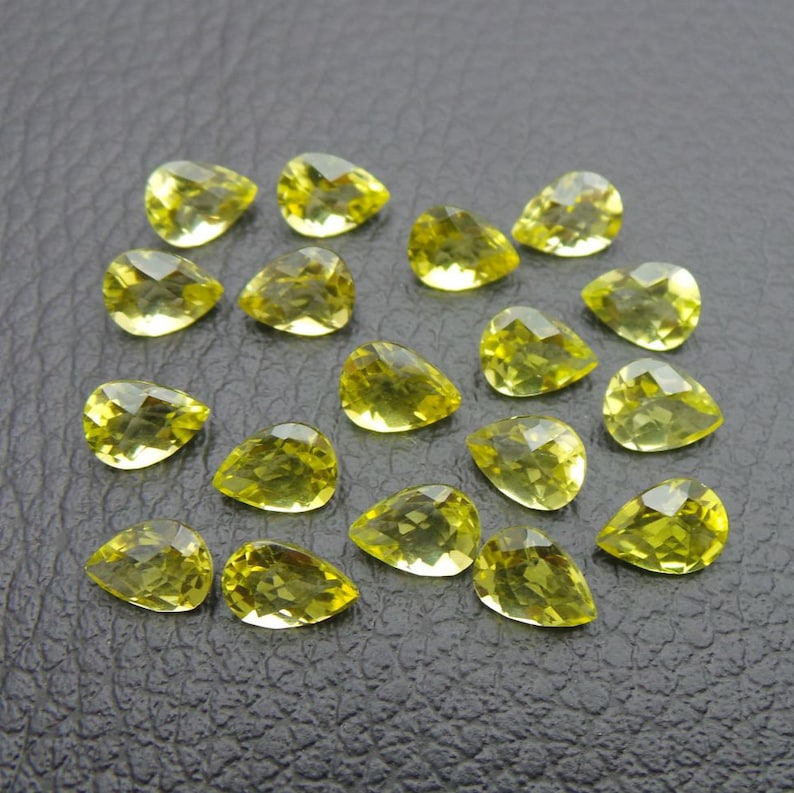 Green Gold Lemon Jewelry-Size8x6 mm-JC-905 Green Gold Lemon Cut Shape Pear Green Gold Lemon Loose Gemstone