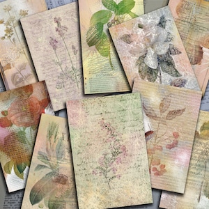 Botanical Cards 6x4 inch vintage printable paper crafting card making journal instant digital download collage sheet
