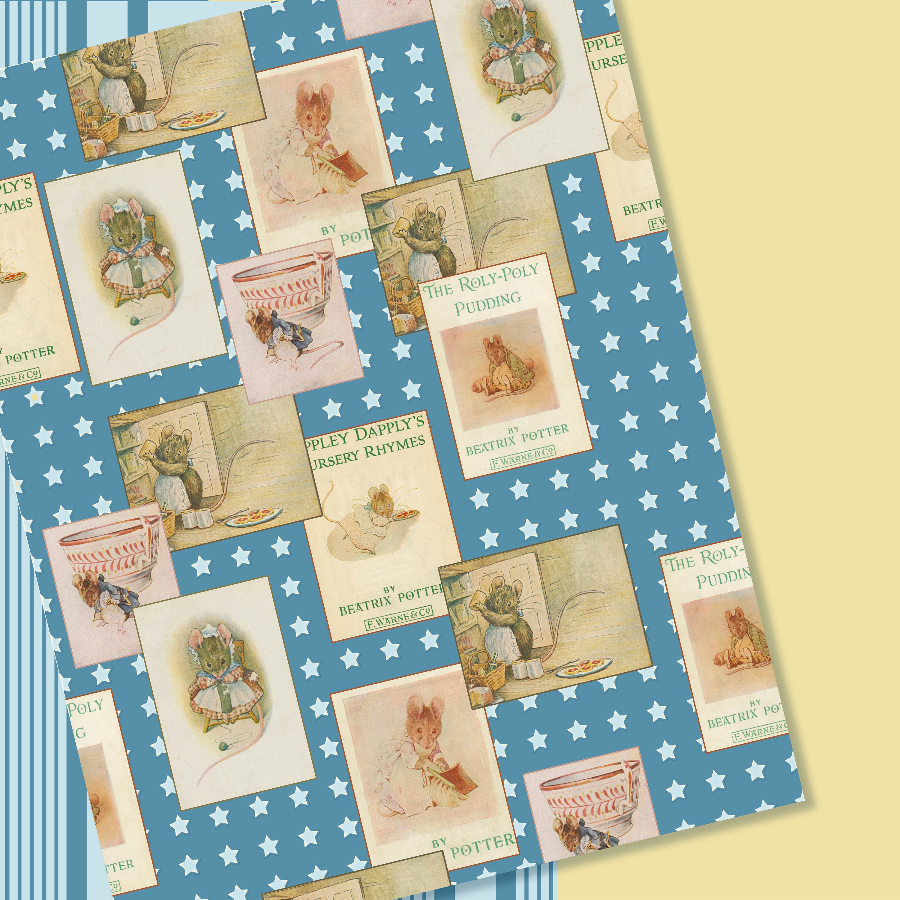 Blue Beatrix Potter Papers Kit, Printable Kit, ,seamless Patterns ...
