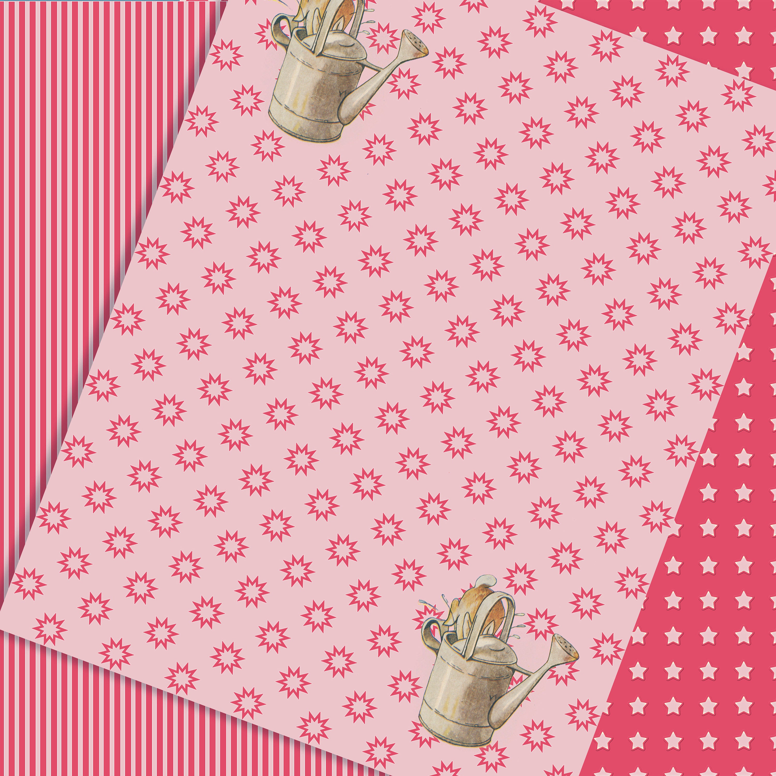 PINK Beatrix Potter Papers Kit Printable Kit seamless - Etsy