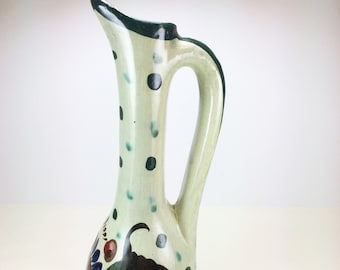Mexican Signed A.S. Handmade Ceramic Pitcher - Handpainted Mexican Pottery - Vintage Kitchen - Natural Decor