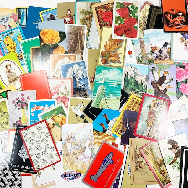 50 Swap Cards Vintage Playing Cards Junk Journal Scrapbooking Paper Crafts Ephemera Mixed Media Altered Art Card Collection Trade Singles