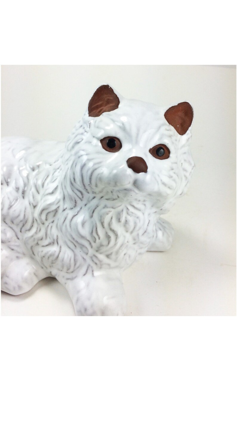 Mid Century Ceramic Art Vintage Cat Figurine White Cat Shelf Ornament Kitten Terracotta Cat Vintage Ceramic Cat Kitty