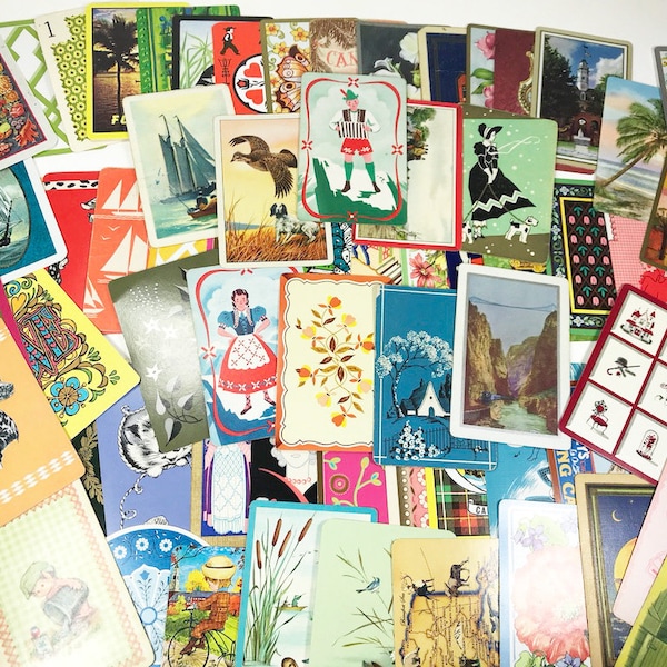 50 Card Lot - Vintage Playing Cards, Junk Journal, Scrapbooking, Paper Crafts, Ephemera, Mixed Media, Altered Art, Card Collection, Trade