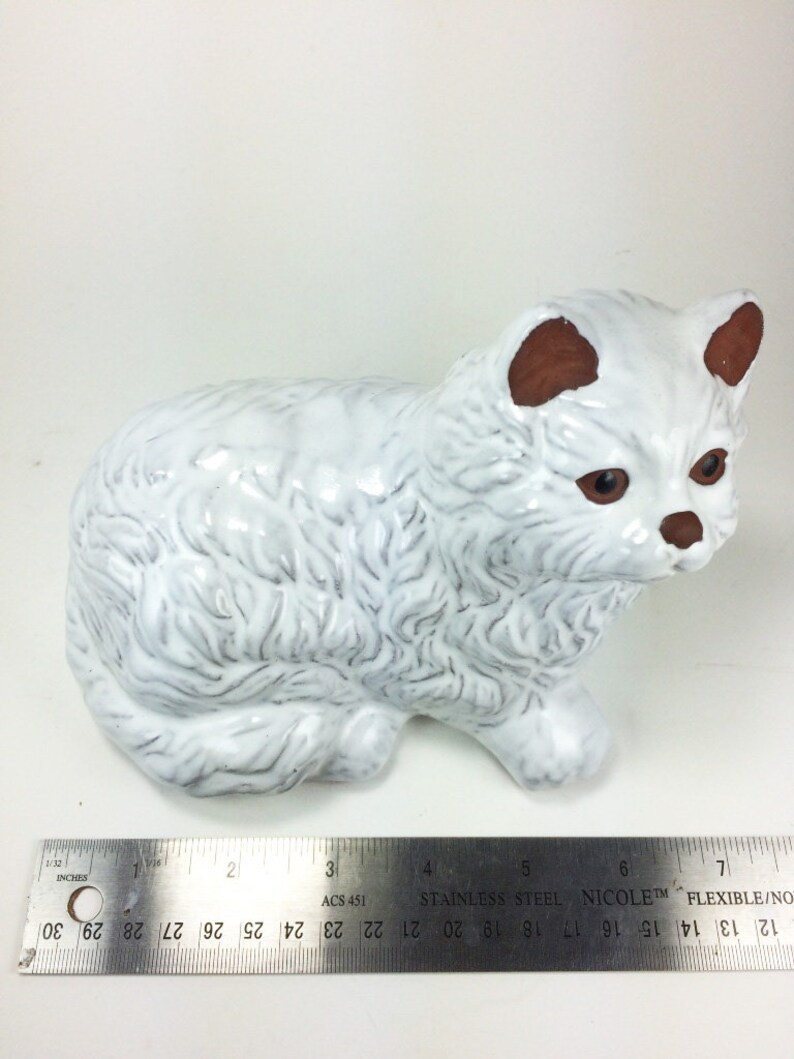 Mid Century Ceramic Art Vintage Cat Figurine White Cat Shelf Ornament Kitten Terracotta Cat Vintage Ceramic Cat Kitty