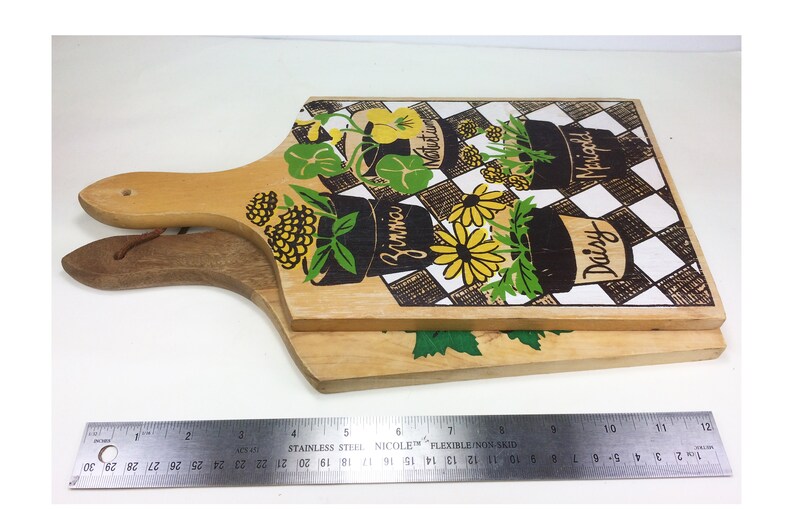 Vintage Hand Painted Wooden Cutting Boards Kitchen Use or Etsy