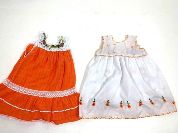 2 Vtg Toddler Girls Smocked Embroidered Dress 2T … - image 2