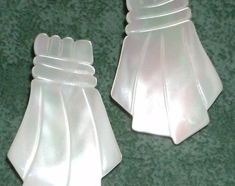 Vintage Hand Carved Mother of Pearl Stud Earrings