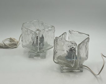 Seltenes Paar 1970s Murano Glas Lampen von Toso - Vintage Eleganz - Italienische Handwerkskunst - New Old Stock, Timeless Chic