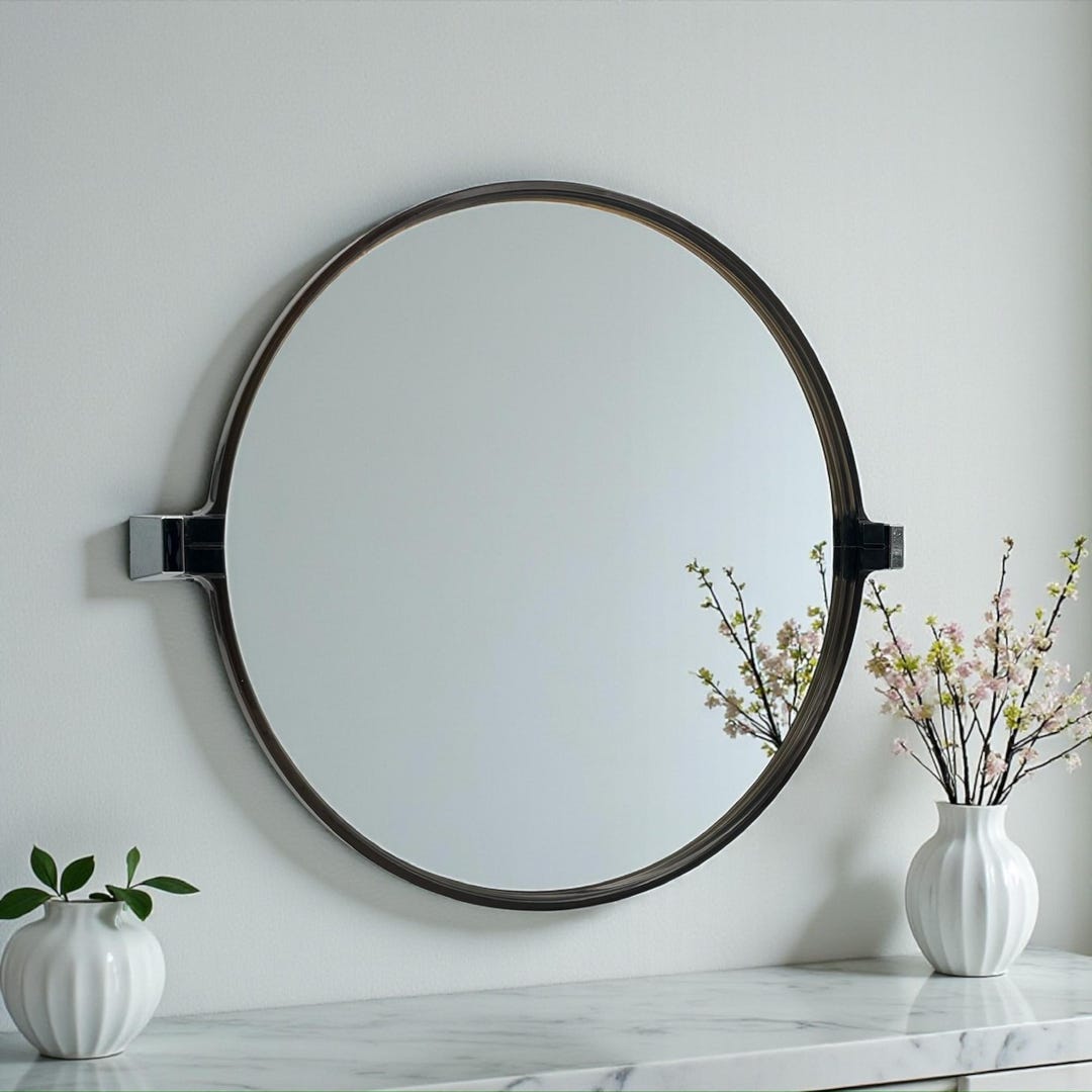 Round Space Age Mirror Pivot Wall Mirror in Lucite France 1970s - Etsy