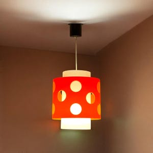 70s Orange Polycarbonate Pendant Lamp: Italian Space Age Lighting
