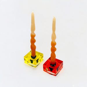 70s Design Candle Holders Luigi Massoni for Fratelli Guzzini - Italian Plastic Age Design - Red and Yellow Decor