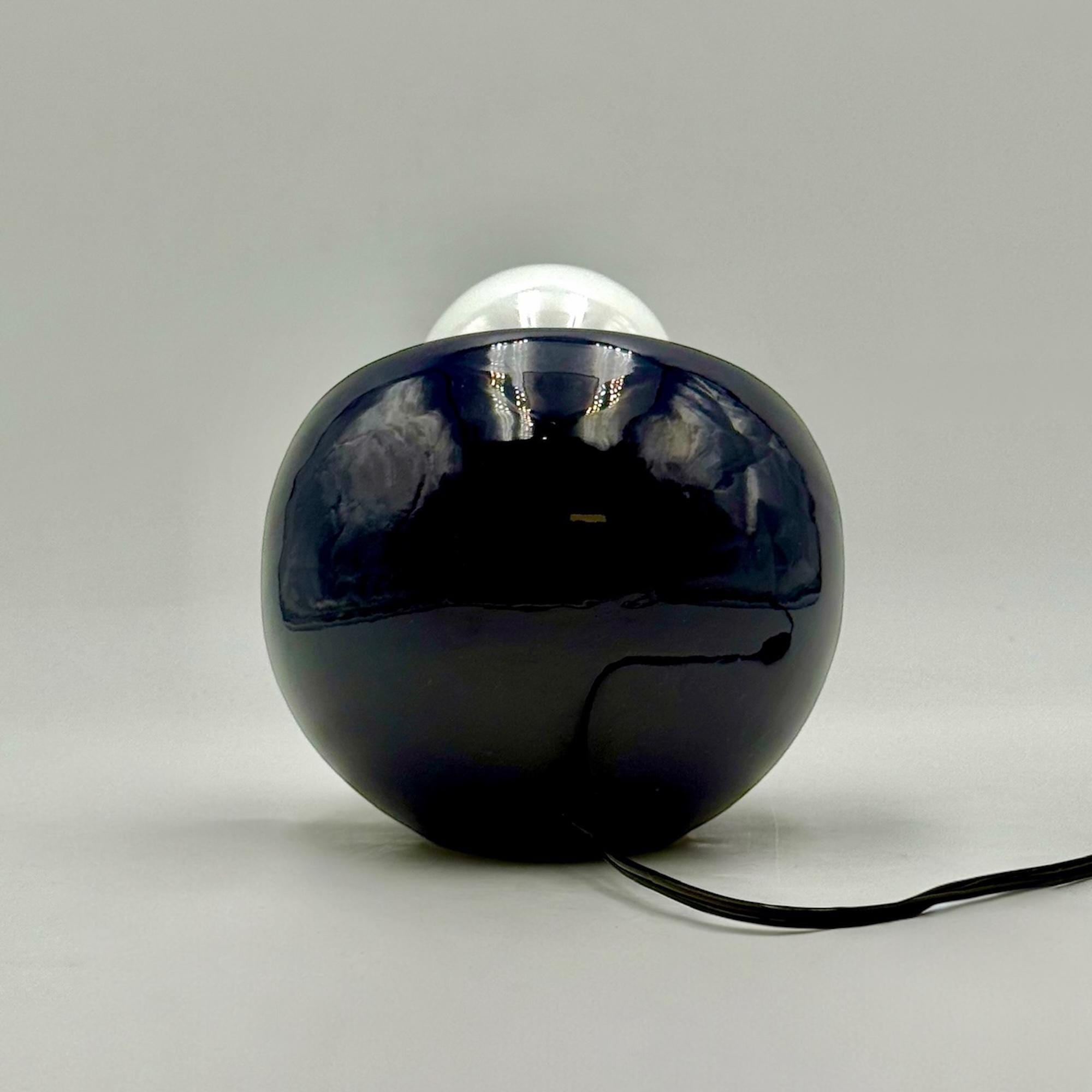 Blue Ceramic Table Lamp 1970s Italian Bedside Light Sculptural