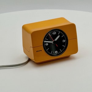 Vintage Krups Alarm Clock: 70s Space Age Mustard Yellow Decor